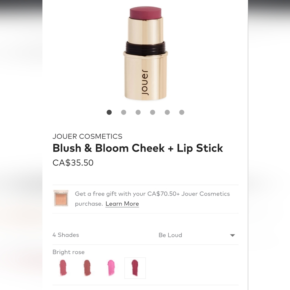 Jouer Be Loud lip and cheek stick (Rose shade)